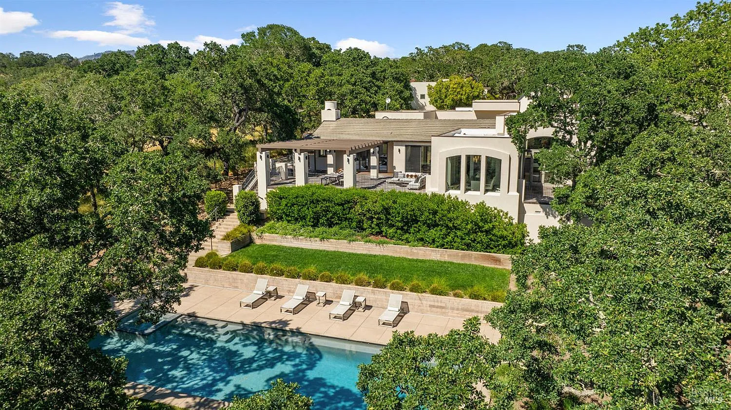 9359 Ladera Road, Glen Ellen — aerial view with pool
