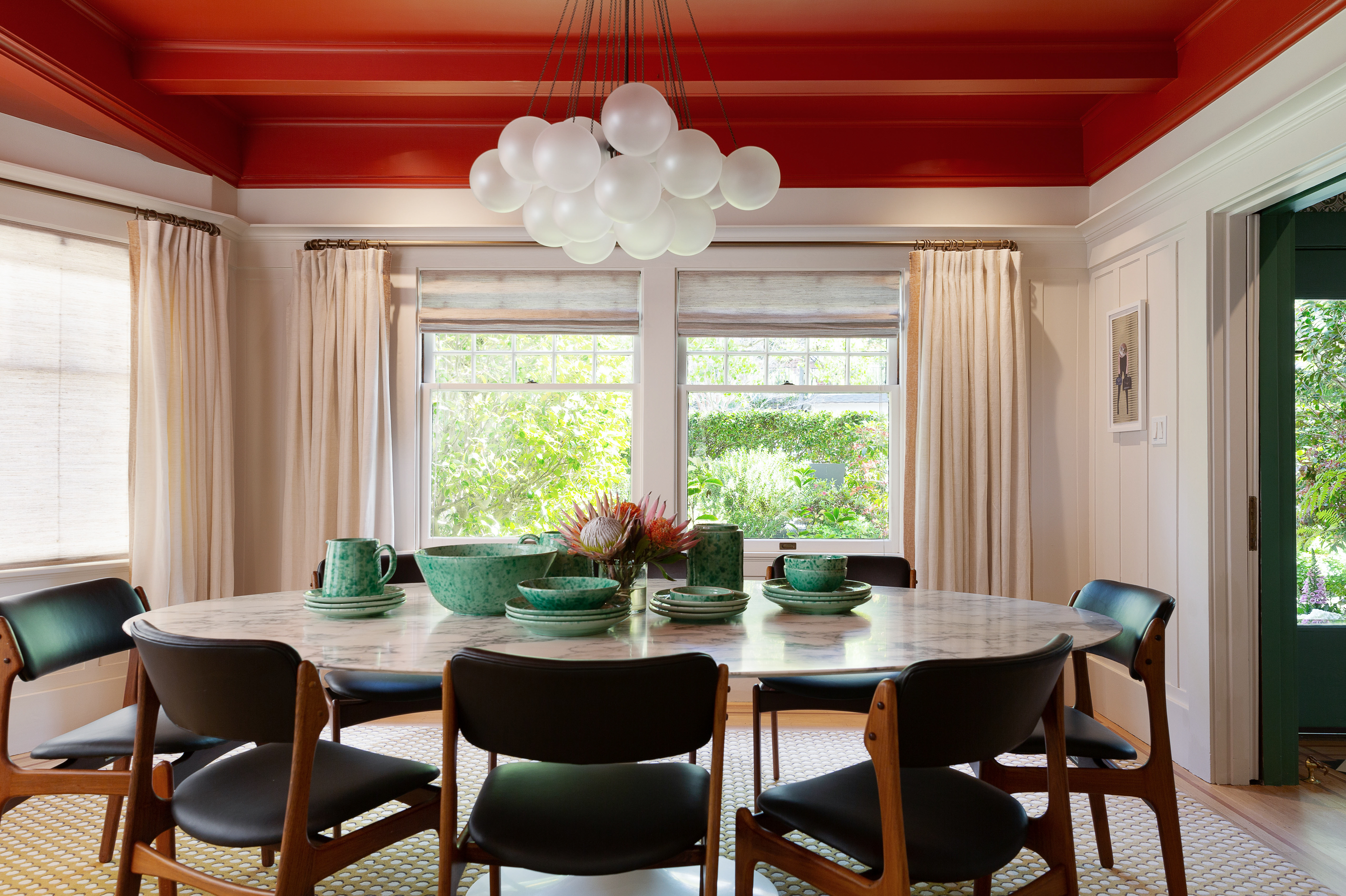 224 Mountain Avenue — dining room with lacquered red ceiling